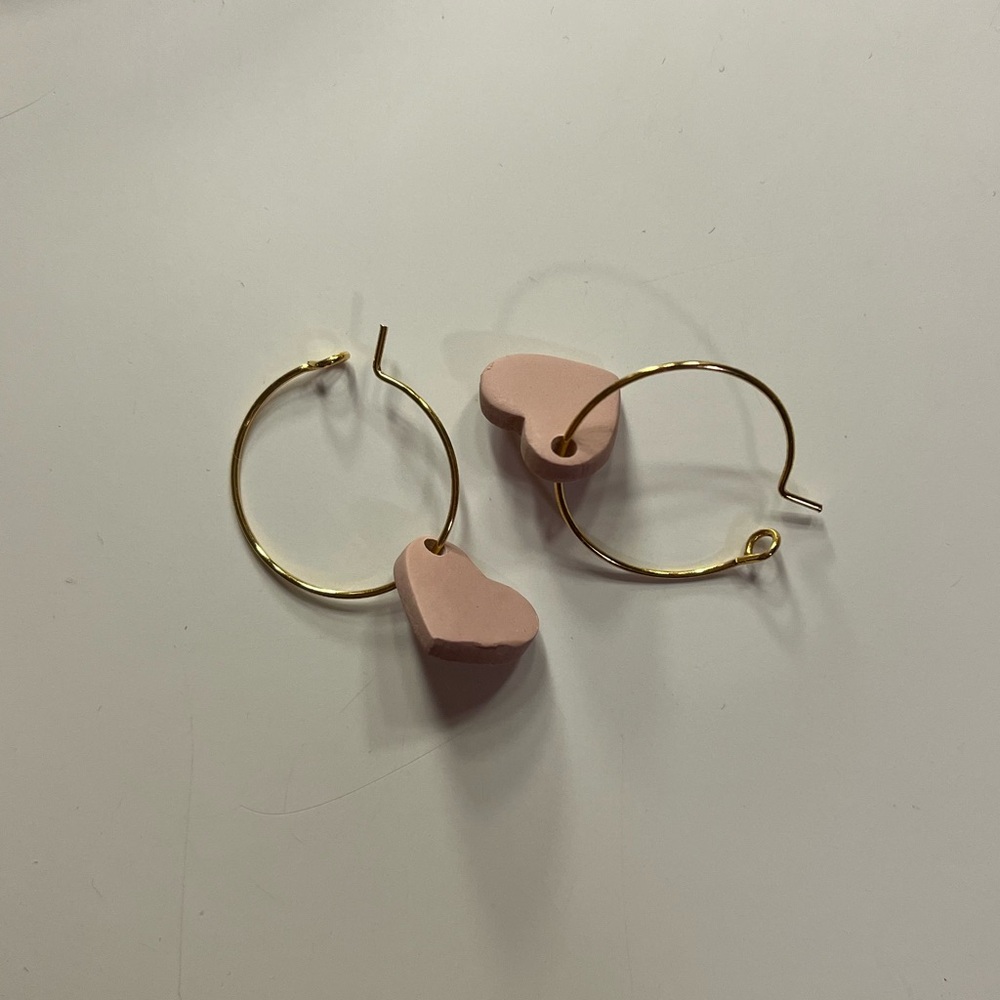 Rose gold heart hoops